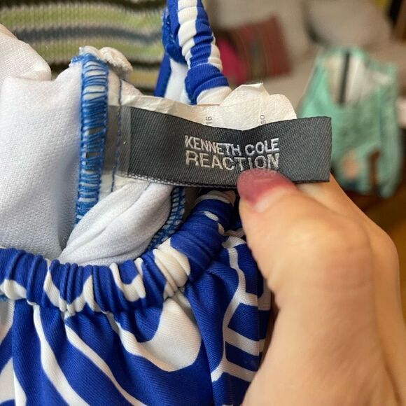 Kenneth Cole Reaction Womens Swimsuit One Piece Strappy Blue Size Medium - Picture 6 of 8